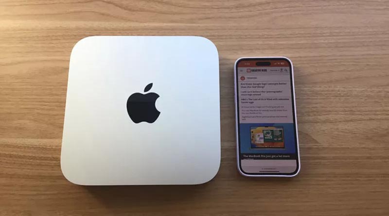 Mac mini (M2 Pro, 2023) рядом с iPhone 14 сравнение